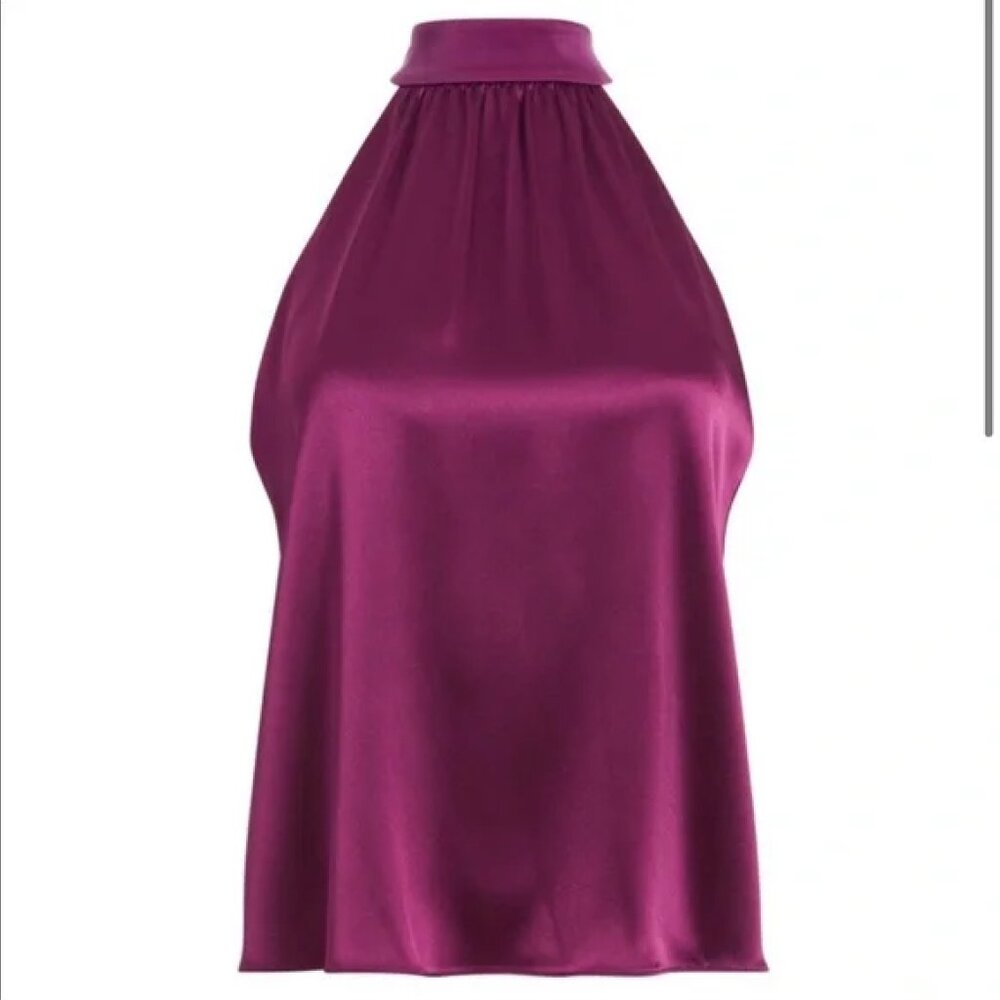 Alice + Olivia Kinsley Halter Top in Boysenberry - Sz M